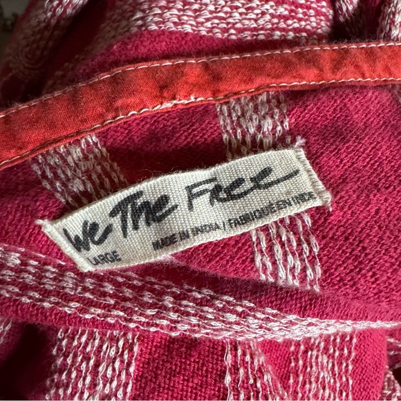 Free People We The Free Thunder Road Tee Red Cotton Embroidered Kimono Large - Picture 5 of 7